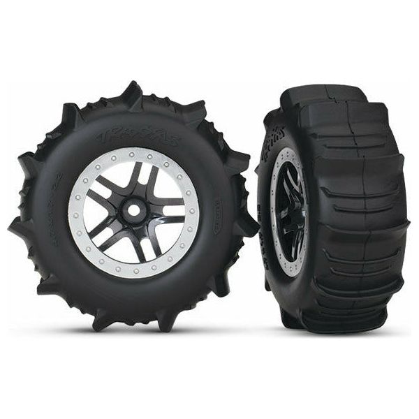 TRAXXAS Tires &amp; Wheels Paddle/Split-Spoke 4WD/2WD Rear TSM (2)