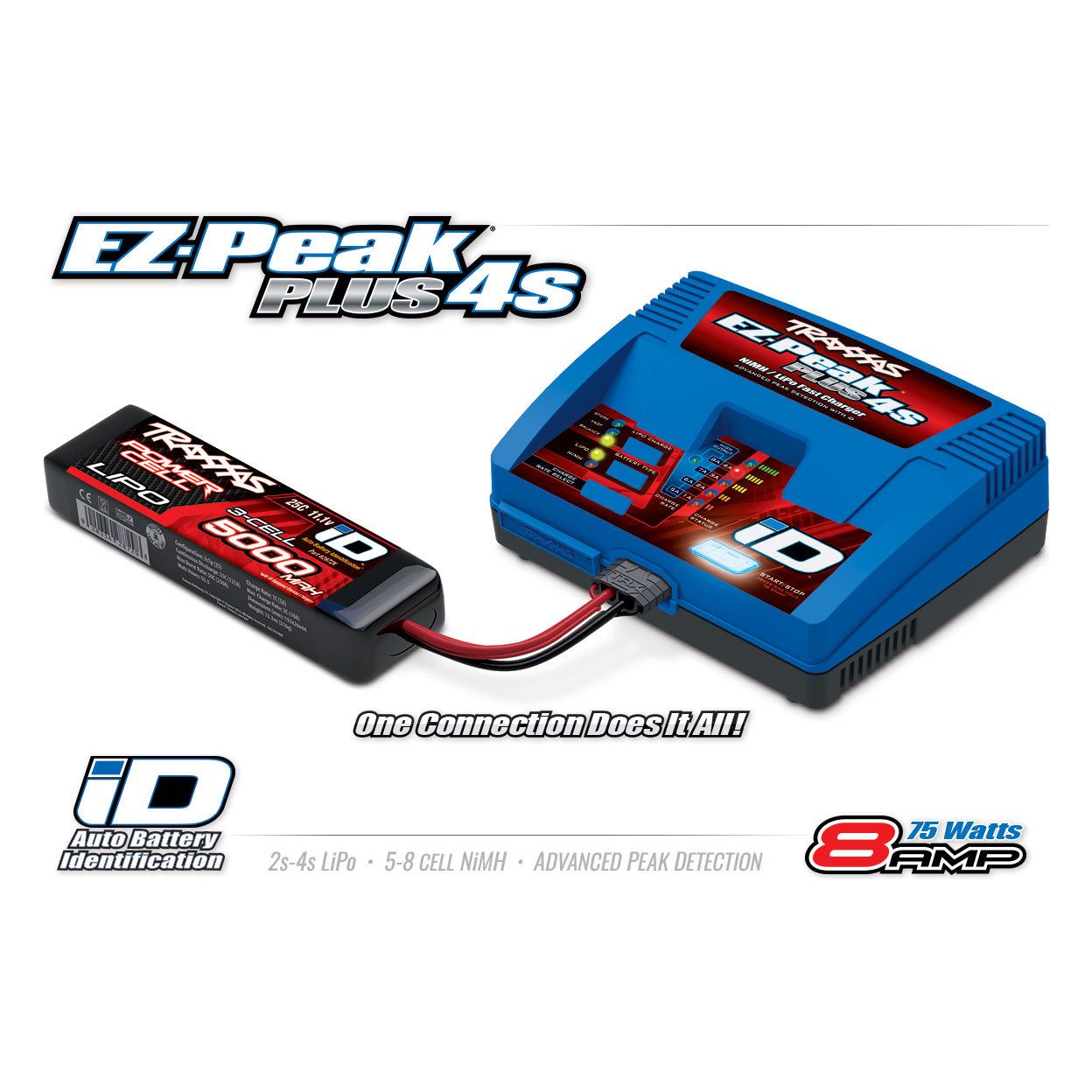 Traxxas EZ-Peak Plus 8A NiMH/LiPo 2-4S hleðslutæki Auto ID