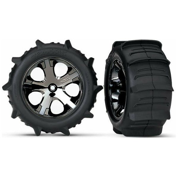 TRAXXAS Tires & Wheels Paddel/ All-Star Black Chrome 2.8" TSM Rear