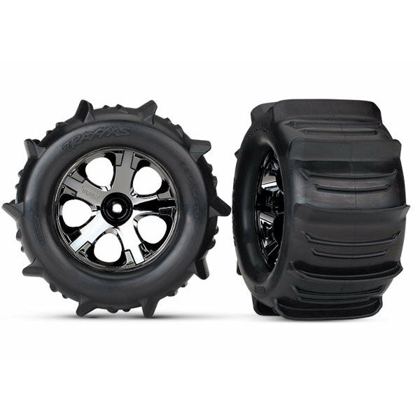 Traxxas Tires &amp; Wheels Paddel/All-Star Black Chrome 2.8&quot; TSM Front
