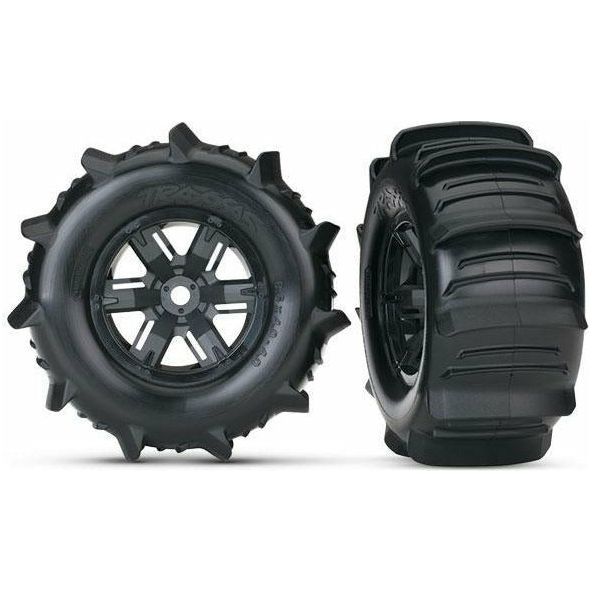 TRAXXAS Tires &amp; Wheels Paddle/X-Maxx Black (2)