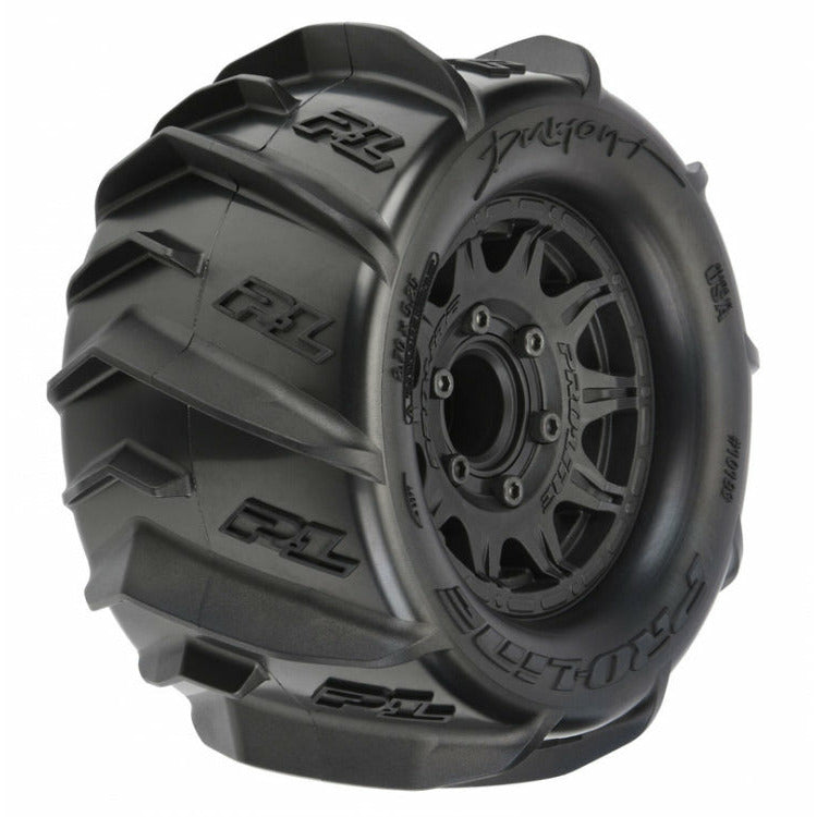 PROLINE 1/10 Dumont Front/Rear 2.8" MT Tires Mounted 12mm Blk Raid (2)