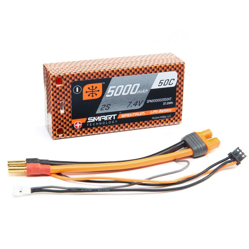 Spektrum 7.4V 5000mAh 2S 50C Smart Hardcase LiPo Battery: Tubes, 5mm