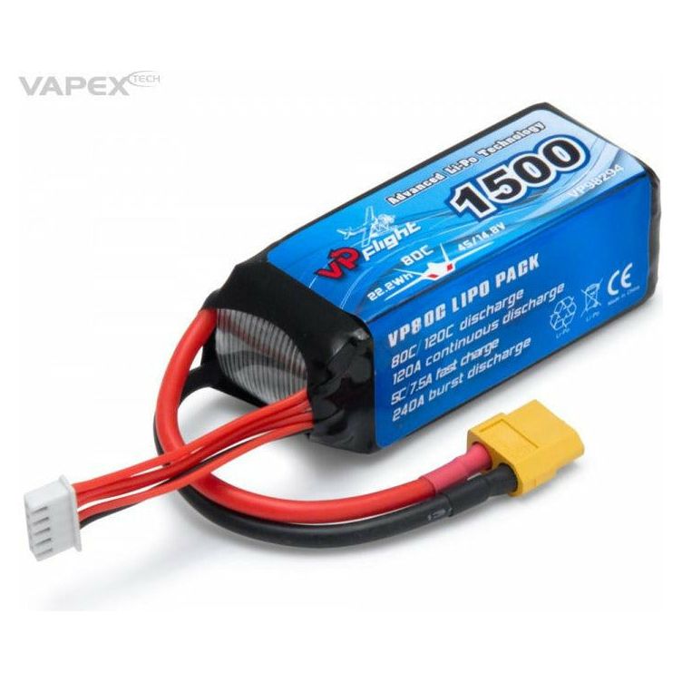 VAPEX Li-Po Battery 4S 14,8V 1500mAh 80C XT60-Connector